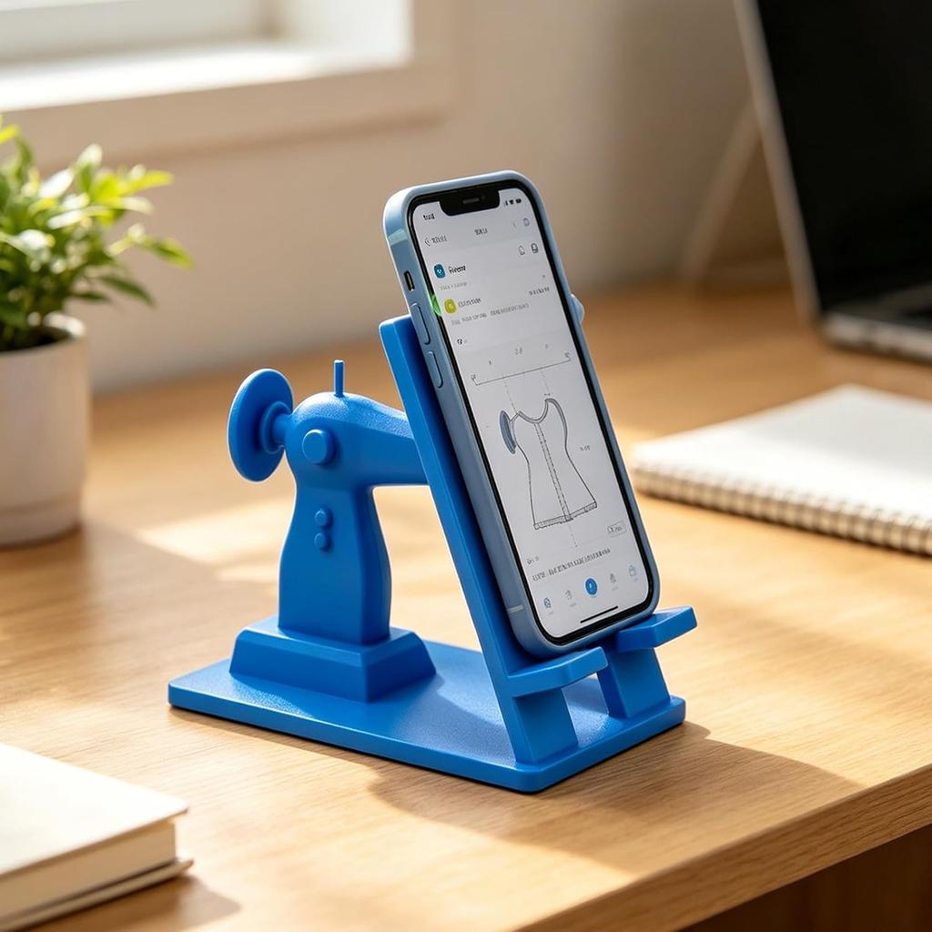 Phone Holder Creative Sewing Machine Shape Black Pink Blue Anti Slip Base Portable Stand For Home Desk Watching Video