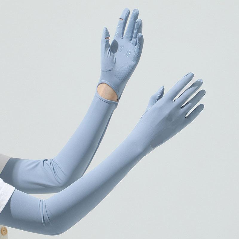 Sun Protection Gloves Women's Long Ice Silk Sleeve Cover Summer Outdoor Cycling Driving Anti-UV Touchscreen Finger cover Sleeves