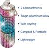 Rhinestones Keychain Pill Case Shiny Portable Pill Box 2 Compartments Easy To Take