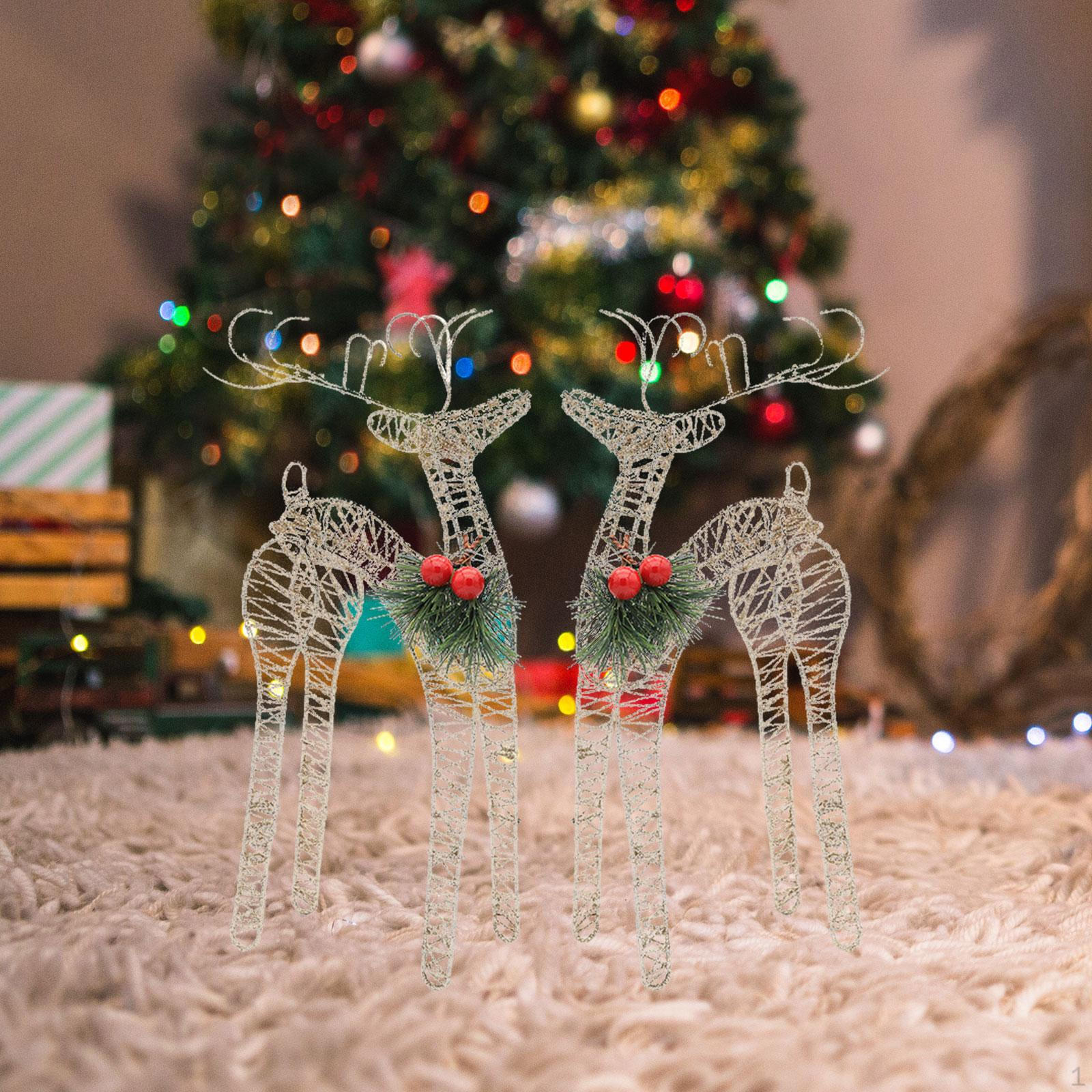 

2 шт. Рождественские украшения, светящиеся фигурки оленей, металлические настольные украшения в виде оленей, украшение для двора шампанского