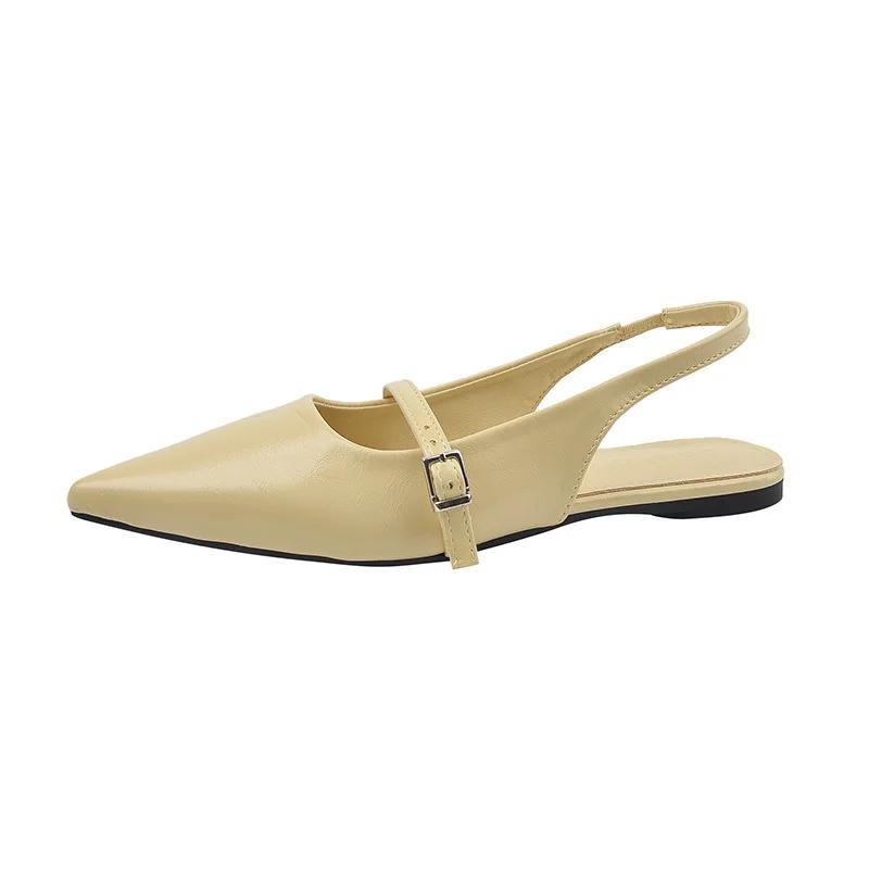 Fashion French Flat Baotou Women's sandals Fairy Shoes 2025 New Spring and Summer Pointy Diamond Temperament Single Shoes mules sandals