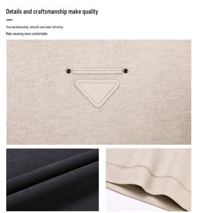 Men's Winter Plus Velvet Thick Warm Round Neck Hoodie - Casual and Versatile Base Layer Top