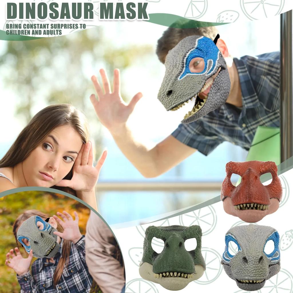 Maschera di Drago Dinosauro Halloween Serpente Bocca Aperta Lattice Testa di Dinosauro Horror Accessori Cosplay Halloween Foto Oggetti di Scena Decorazioni