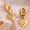 MamacitaSlay 18K Gold Plated Stainless Steel Zircon Double Heart Earrings Party Waterproof Jewelry Women's High Quality Gift