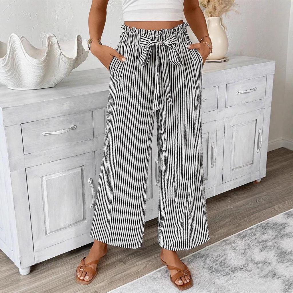 European & American Women's Striped Straight-Leg Pants - Spring/Summer 2026 Collection, Casual Commuter Style