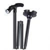Folding Trekking Cane Hiking Poles LED Light Walking Stick T-handle Telescopic Aluminum EVA 4-Joint Rubber Tip Elderly People