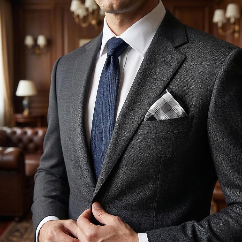 DsHome Men's Handkerchief 100% Cotton 3-Piece Set Thin Quick-Dry Absorbent 42×42cm