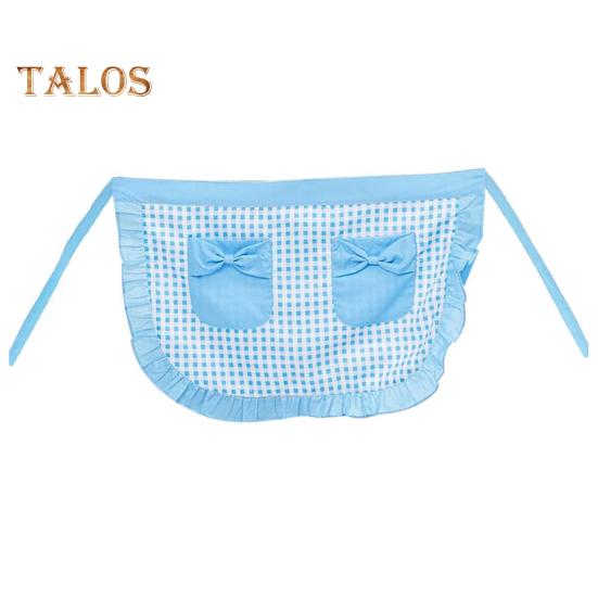 

Кухонный фартук с двойными карманами, отделанный оборками, полуфартук с регулируемыми завязками, фартук для кондитерской промышленности в стиле вестерн синий