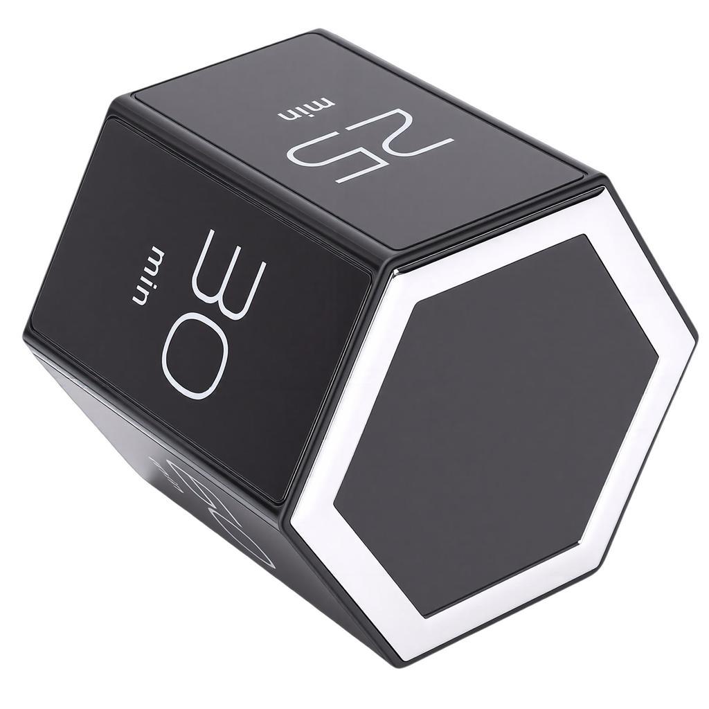 Rotating Timer 60 Minutes Preset Magnetic Hexagon Desk Flip Productivity Timer for Kitchen Cooking Studying