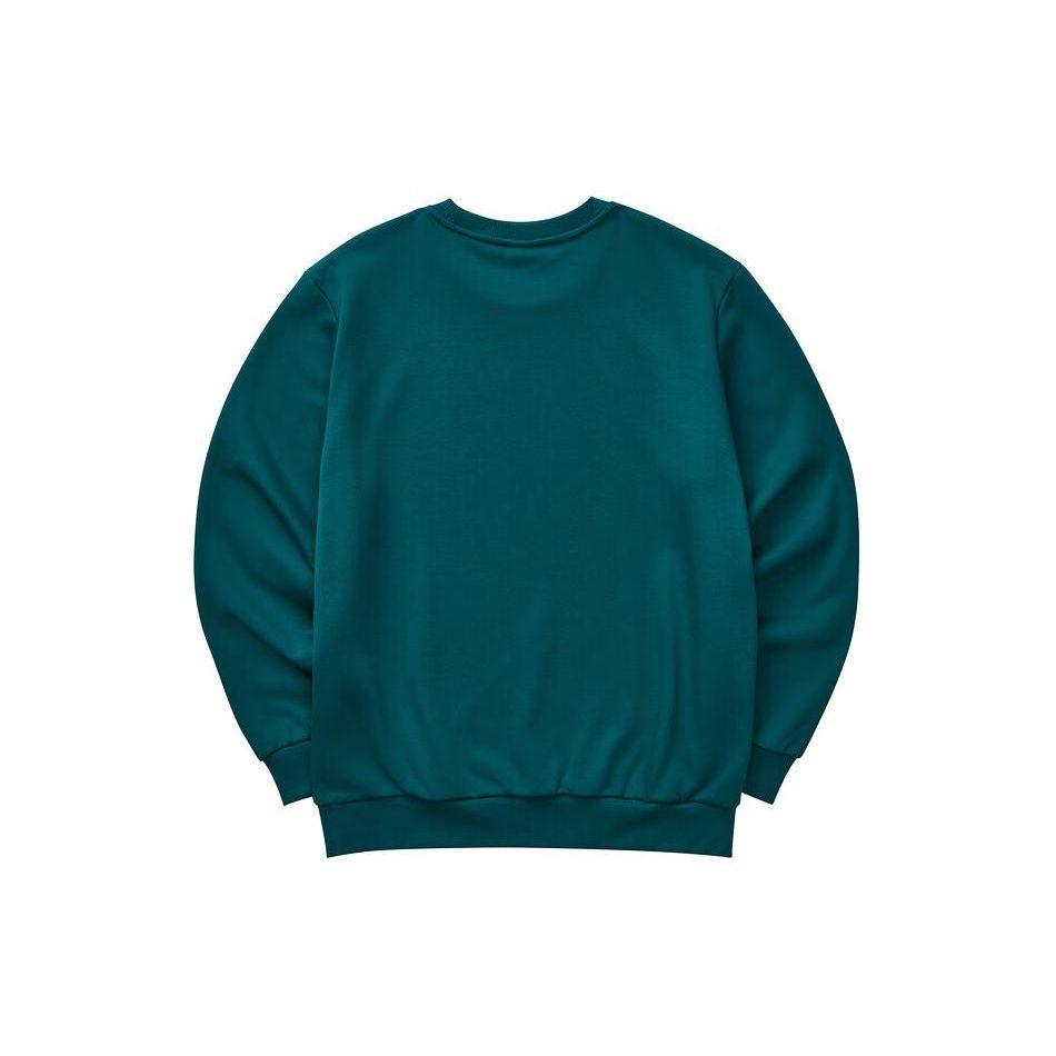 Skechers Colorful Casual Series Letter Number Print Round Neck Knitted Pullover Sweatshirt Unisex Sweatshirt Deep-Sea-Green L124U029-006U