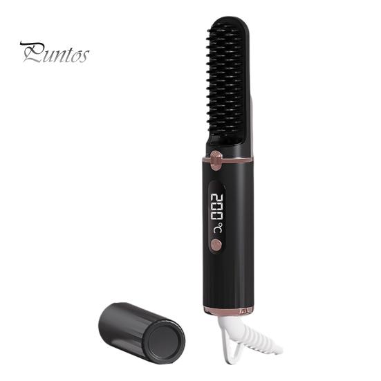 

Проводной выпрямитель для волос с 4 регулируемыми температурами, ЖК-дисплей, портативная горячая щетка с отрицательными ионами, электрическая расческа для укладки вьющихся волос, распутывающая волосы чёрный