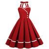 GMXIA Vintage patchworkové šaty bez rukávů s holínkami v pase a sukní Pompadour