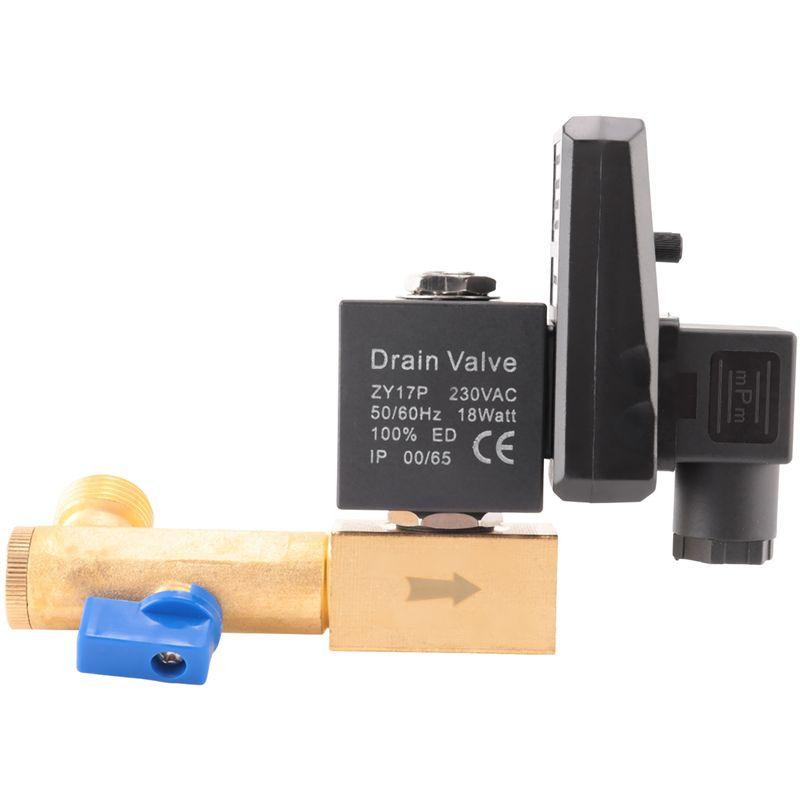 Feb.G1/2 DN15 230V Automatic Timed Water Tank Electronic Timed Drain Valve For Air Compressor Condensate Management Durable