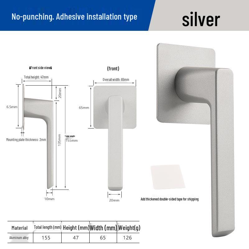 Durable No-Drill Self-Adhesive Handle for Doors & Windows
