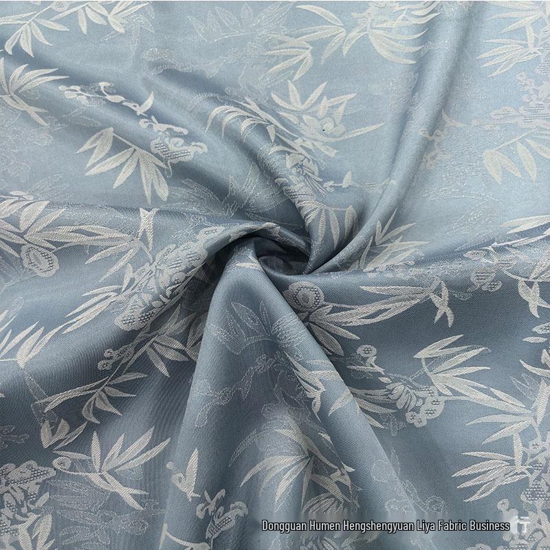 Two-Color Bamboo Leaf Jacquard Fabric for Cheongsam, Wedding Dress, Shirt, and Long Skirt