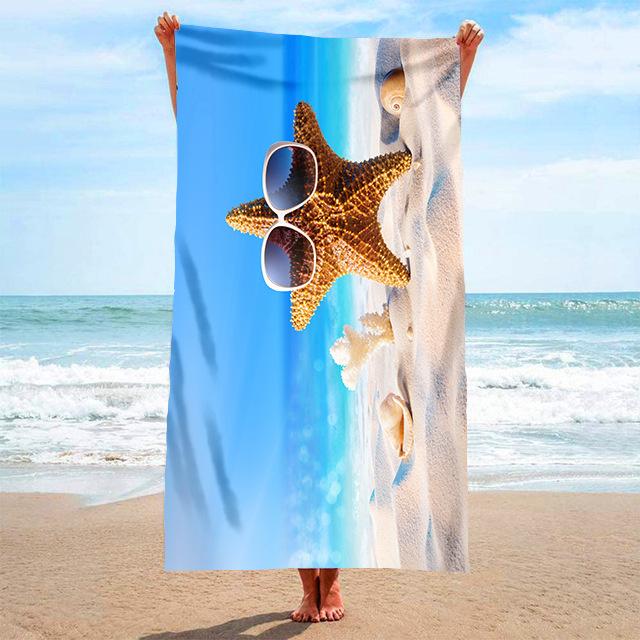 Starfish Shell Beach Towel Delicate Microfiber Kids Adults Bath Towel Outdoor Seaside Soft Blanket Living Room Home Decor Swim