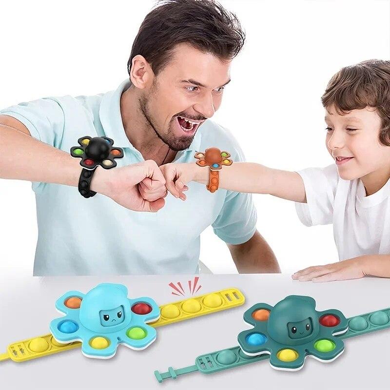 Push Bubble браслет Fidget Spinner Toys Силиконовый браслет для рук Figet Сенсорная расстегивание для детей и взрослых Браслеты в виде осьминога антистресс