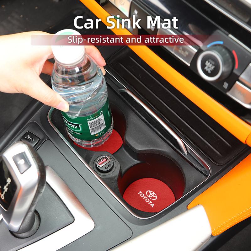 2PCS Car Coasters Cup Holder Mat Drinks Coaster For Toyota Corolla Yaris Camry Prius RAV4 CHR Hilux Aygo Avensis Key Accessories