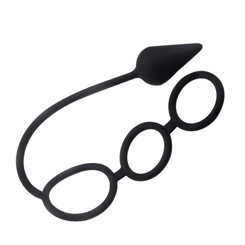 Men Three Ring Lock Anal Time Plug Delay Prostate Massager Toys Sex