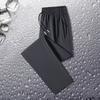 Herrenschwarze Eisenseide Gerade Bein Freizeithose Mit Kordelzug Taille