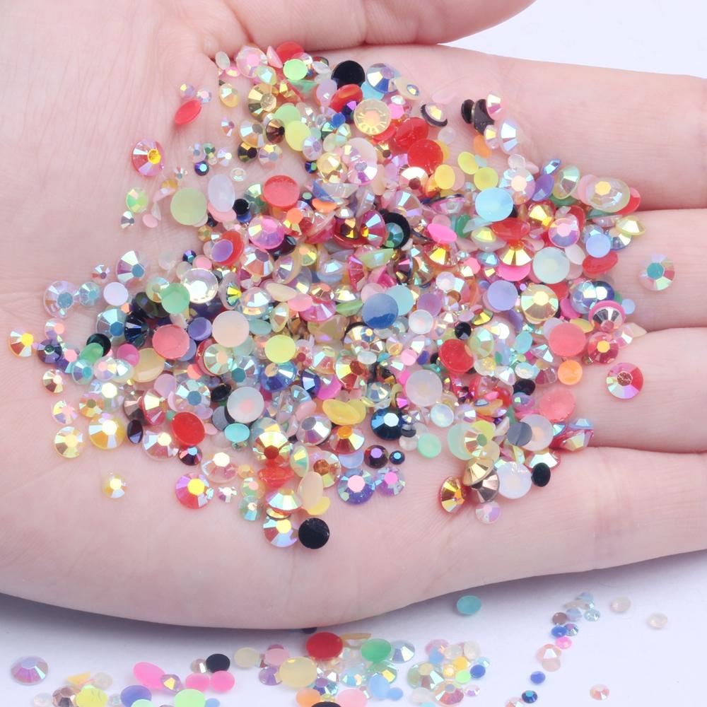 Clear AB 1000pcs 4mm 3D Nail Gems Flatback Round Glue Resin Rhinestones for Bags & Shoes DIY Garment Decorations 4mm 1000pcs