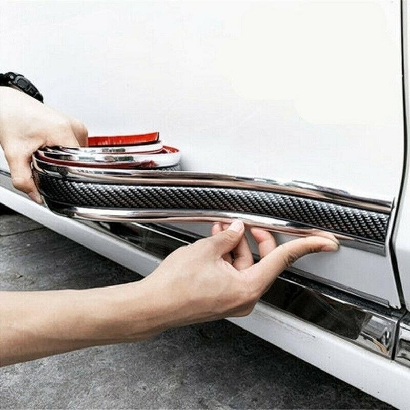 1Pcs Car Styling Door Sill Protector Carbon Fiber Moulding Strip Trim Front Bumper