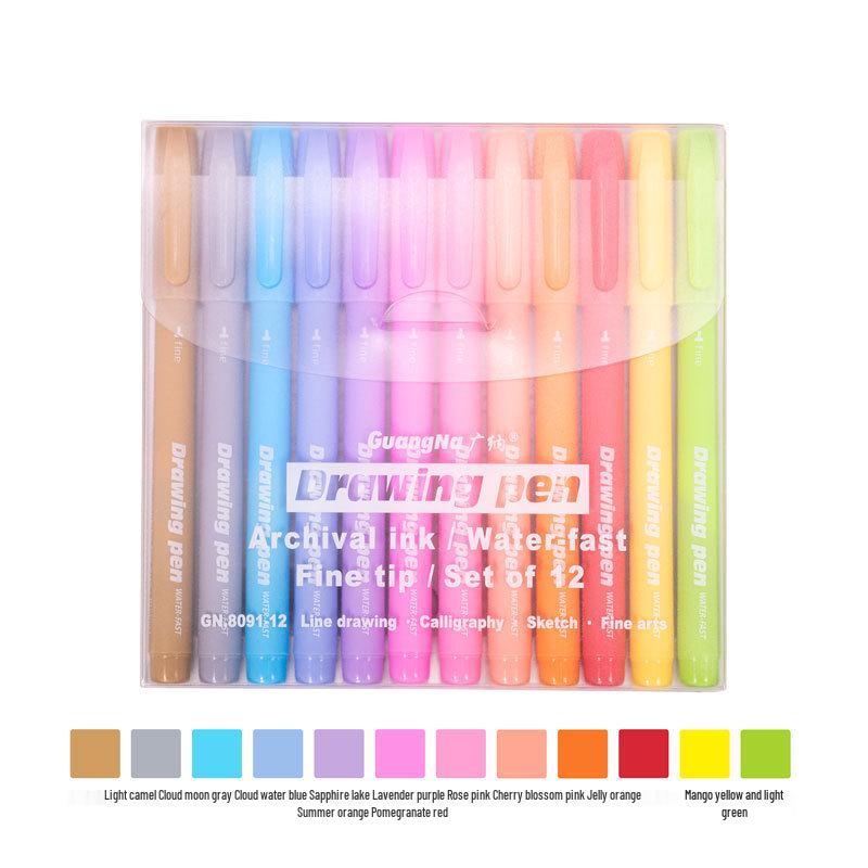 

8091 Dual-Use Soft Tip Colored Pens for Writing & Painting - Waterproof, Stackable, Color-Changing Brushes GN8091-12 Colors