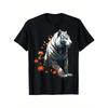 European Sizes Men's Black Japanese Tiger & Autumn Leaves T-Shirt - Retro Samurai Graphic Tee,  Relaxed Fit Short Sleeve Crew Neck