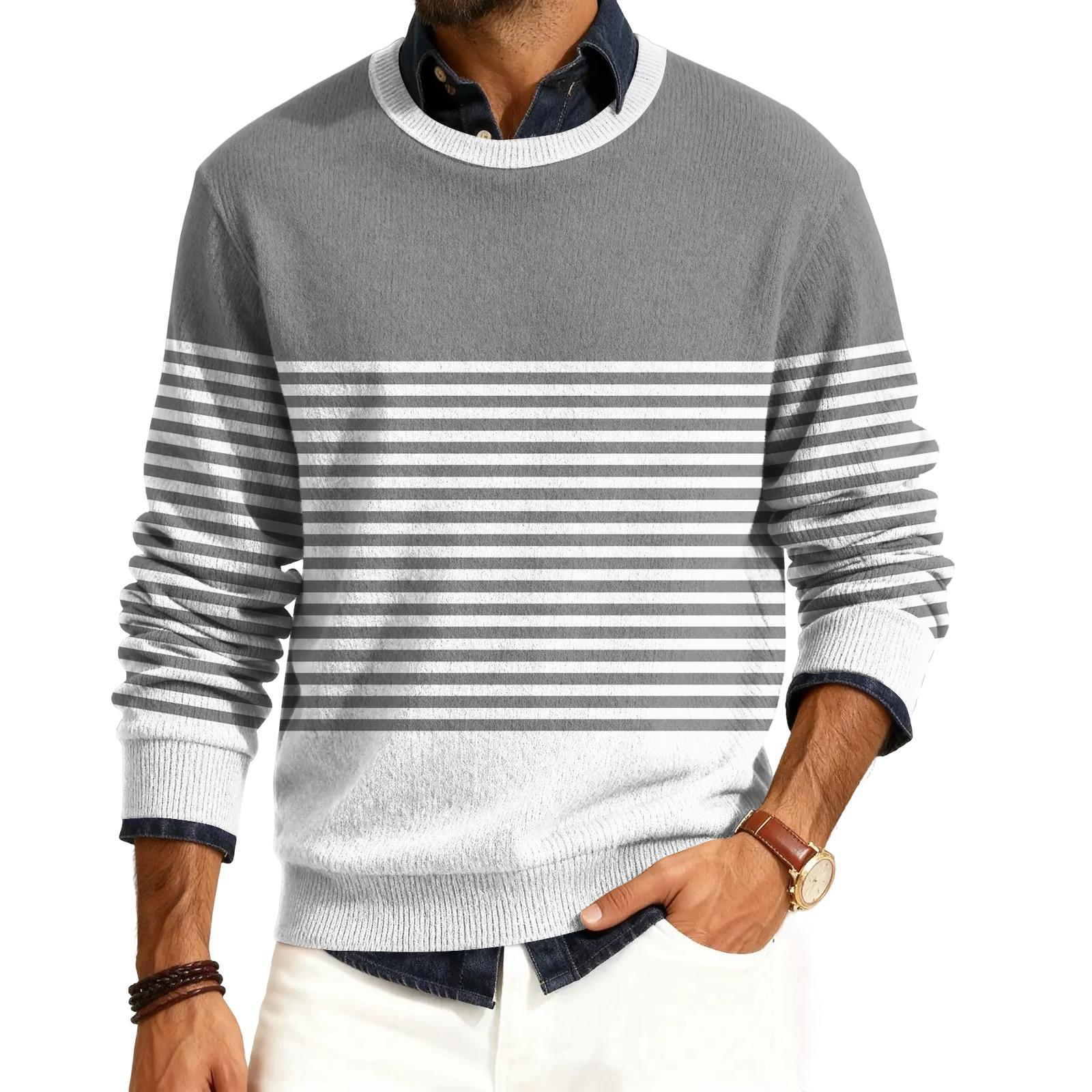 

Мужской пуловер с круглым вырезом, длинными рукавами и рубчатой вязкой XXXL