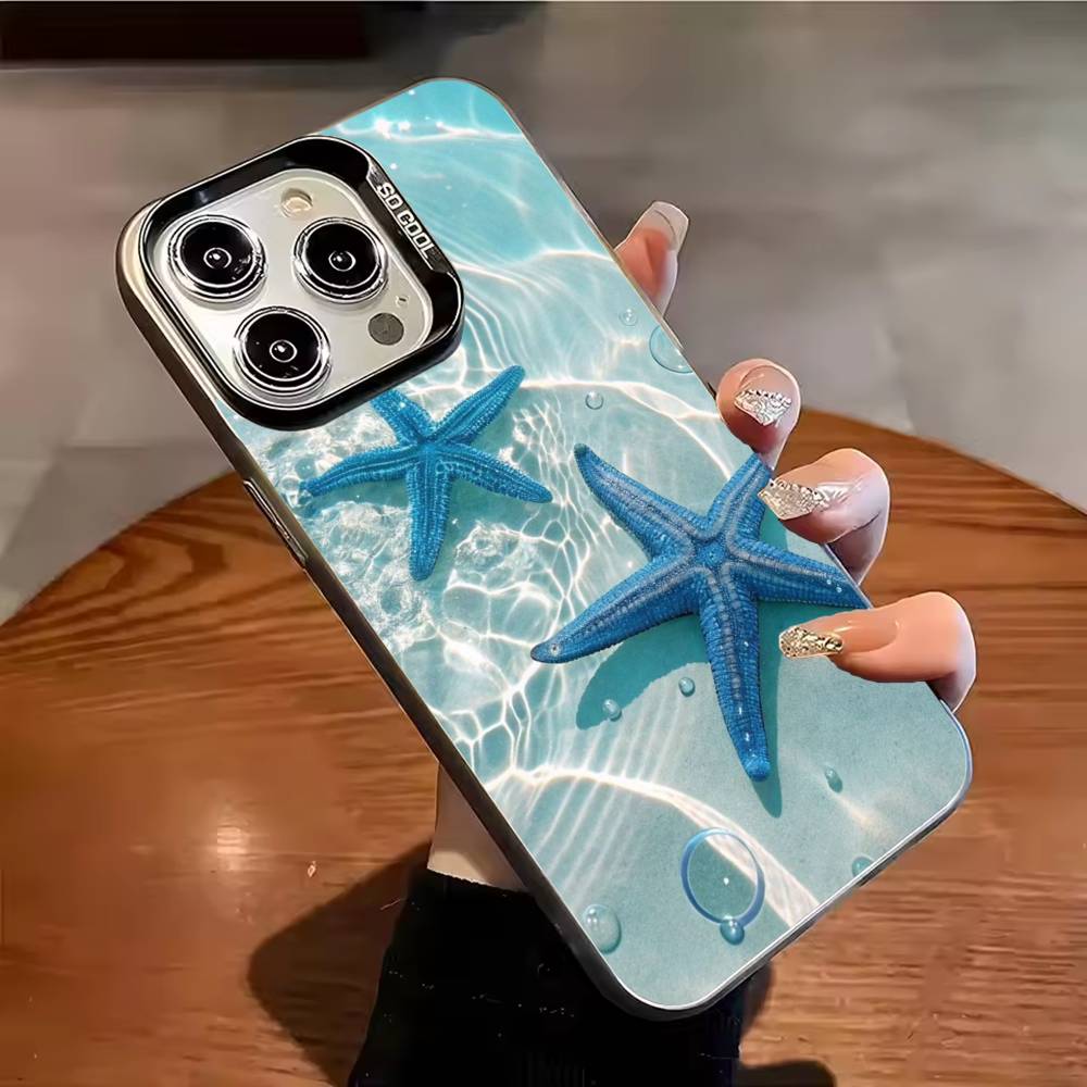 

Sea Water Butterfly Ocean Turtle Phone Case For iPhone 17 16 15 14 13 12 11 Pro Max Plus Silver candy Matte Cover iPhone15promax