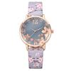 Trendy Floral Digital Art Women's Quartz Watch with Leather Strap - European & American Fashion