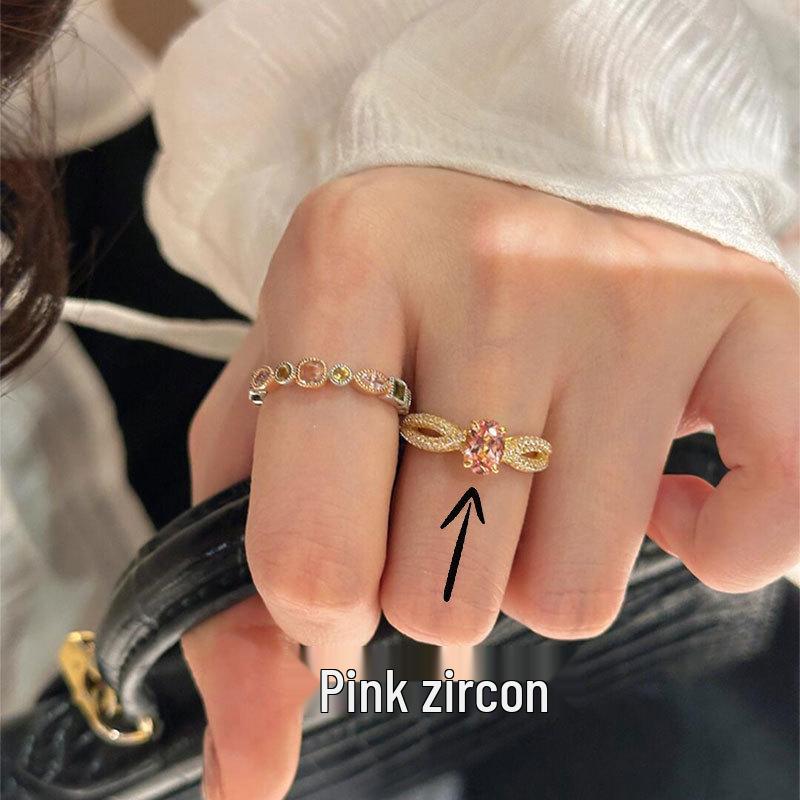 925 Sterlingsilber Unregelmäßiger Edelstein Damen Luxus Zeigefingerring - Nicht Verblassend, Verstellbar, Leichtes Nischendesign.