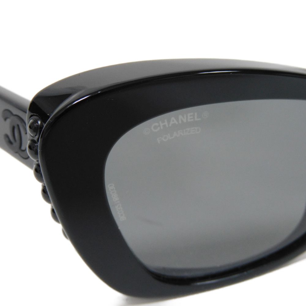 Used 10097 Cat Eye Shape Eyewear 5481-HA c.888/T8 7968 Black Faux Pearl COCO Mark Acetate Black Women's from Japan