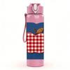 1PC Apple Checkered Book 750ml Color Plastic Sports Water Bottle Leakproof Flip Straw Lid For Sports Office Home Use