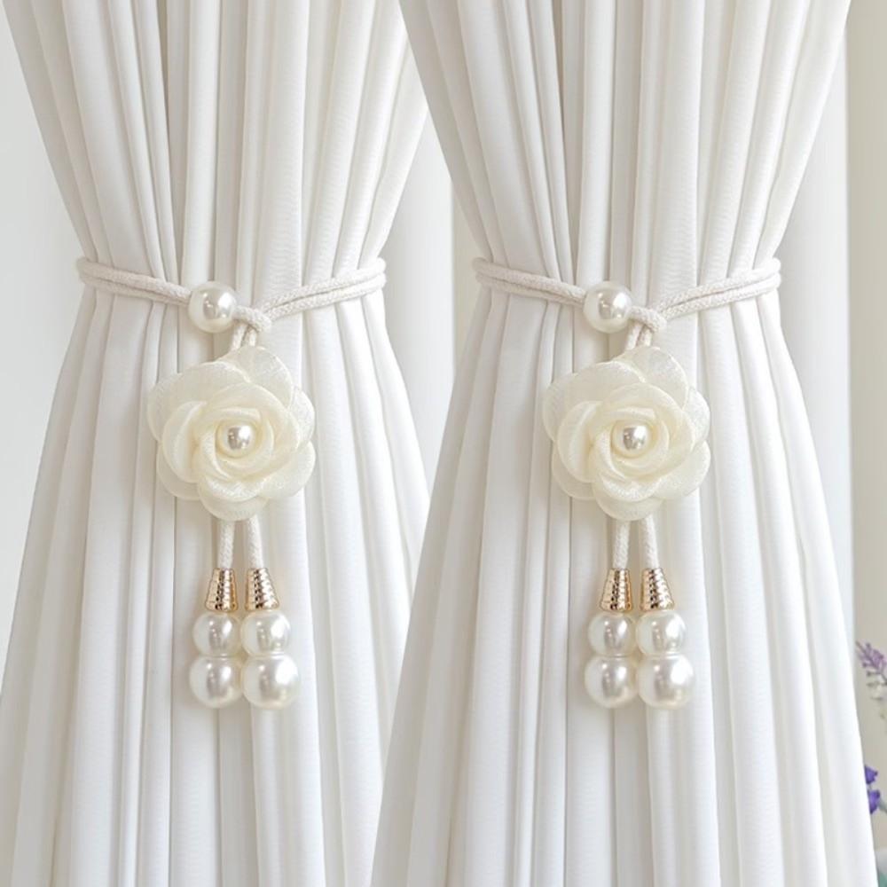 2Pcs Adjustable Camellia Curtain Buckle Floral Curtain Strap Curtain Fixer Clip  Home Decoration