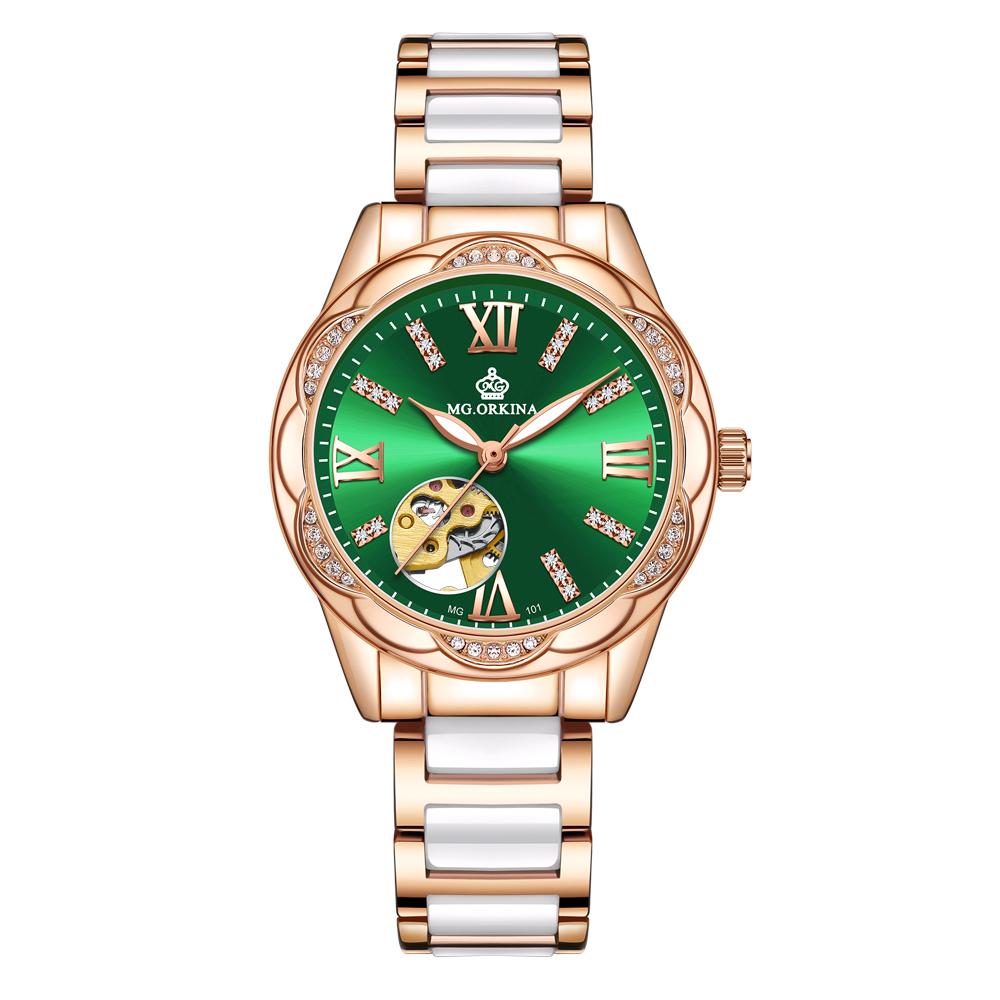 ORKINA New Women's Skeleton Automatic Mechanical Watch Luxury Brand Female Wrist Watch Wedding Gift