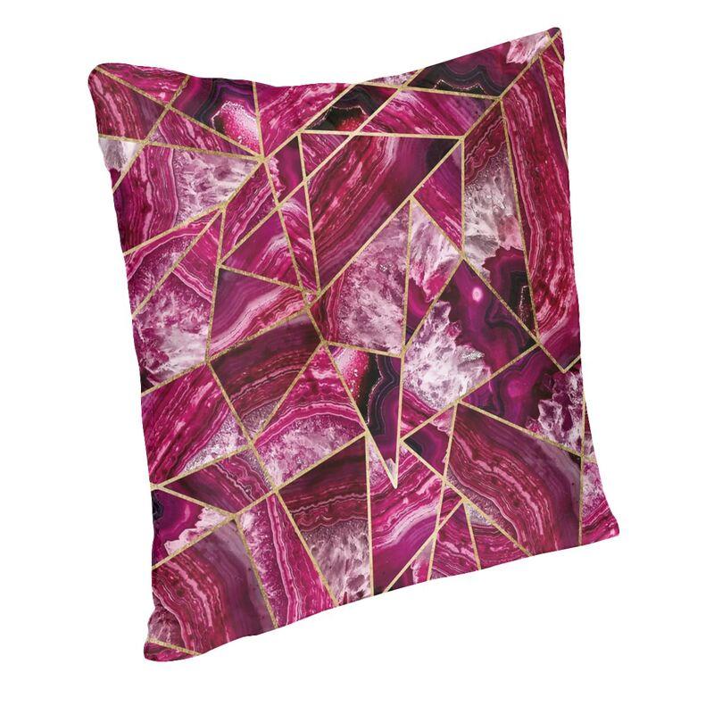 Roze Fuchsia Witte Agaat Gouden Geometrische Driehoeken Kussensloop 40x40 cm voor Bank Luxe Kussenhoes Vierkante Kussensloop