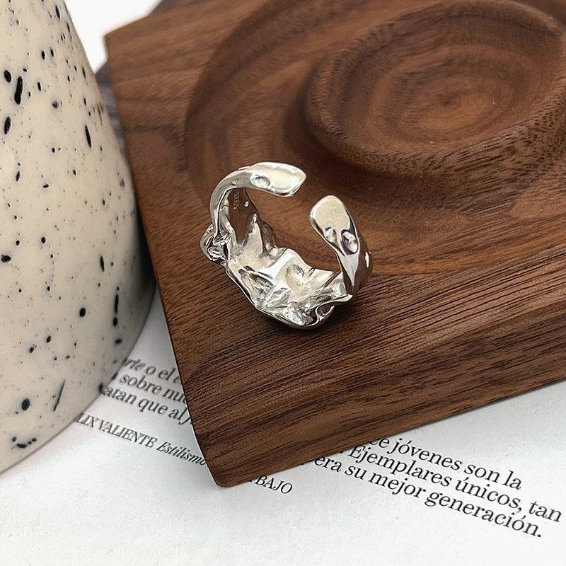925 Silver Open Finger Ring Punk Heart Irregular Geometric Stackable For Women Girl Jewelry Gift Dropship