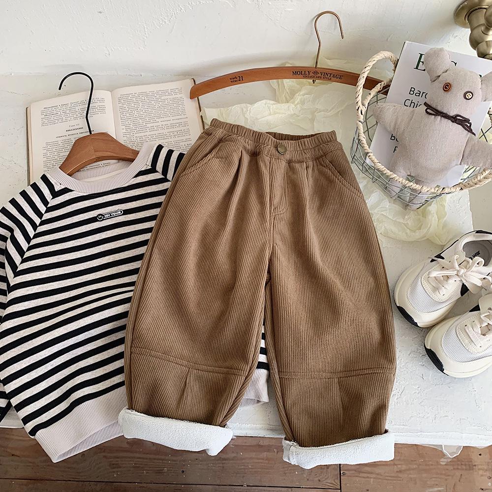 Kino Boys' Winter Fleece-Lined Straight-Leg Casual Pants - Thick and Warm