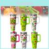 Grinch 40oz Insulated Stainless Steel Tumbler With Straw And Modern Green Design
