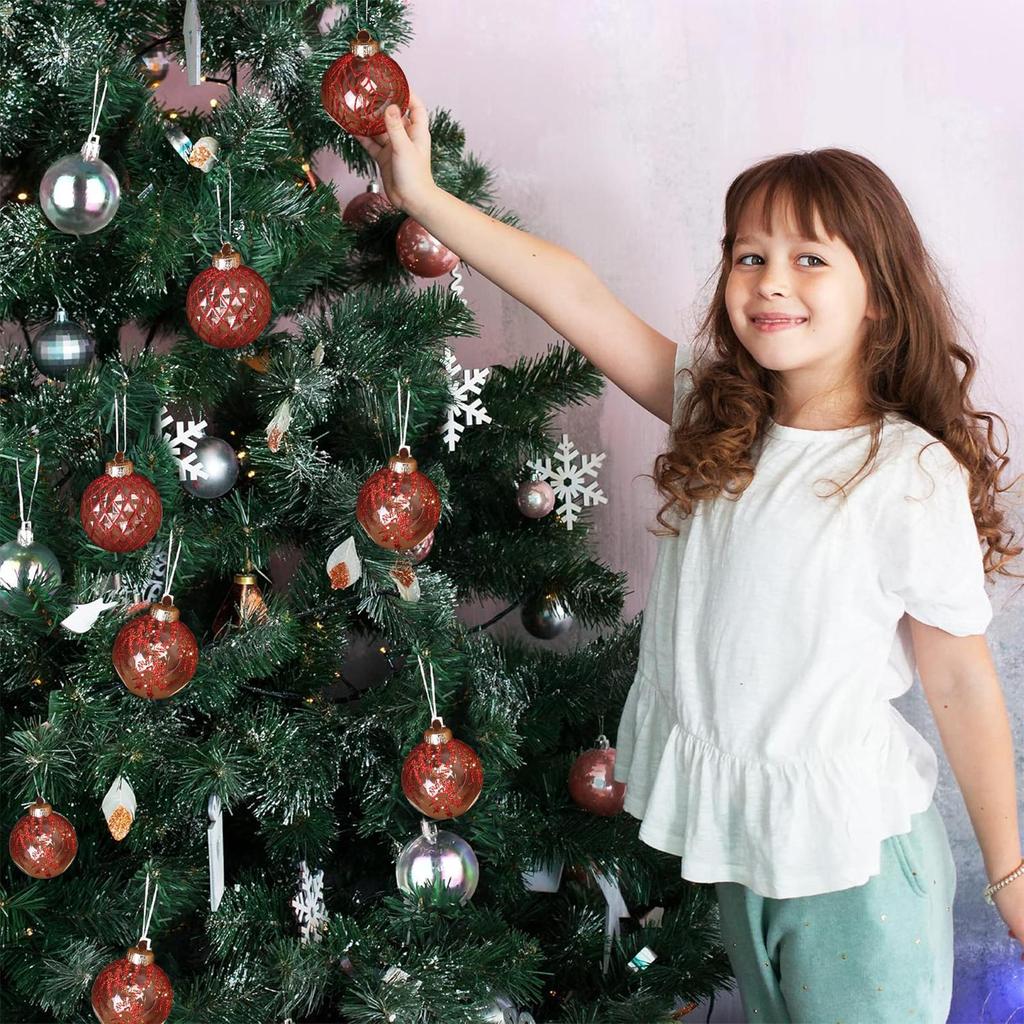 Palline di Natale Infrangibili 9 Pezzi Decorazioni per Albero di Natale 8 cm Globo Trasparente Dipinto Decorazioni in PET per Festa
