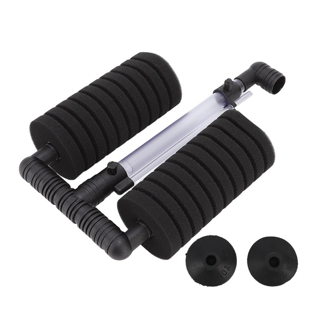Aquarium Sponge Filter Quiet Double Submersible Foam Filter for Fresh and Salt Water Fish Tank