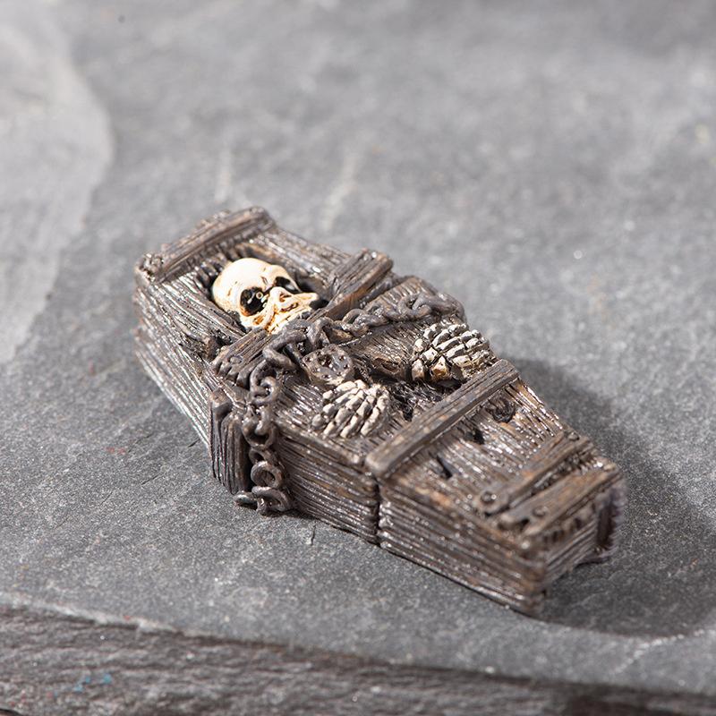 New Mini 3D Horror Halloween Raven Tombstone Skull Series Resin Hallowmas Doll House DIY Accessories