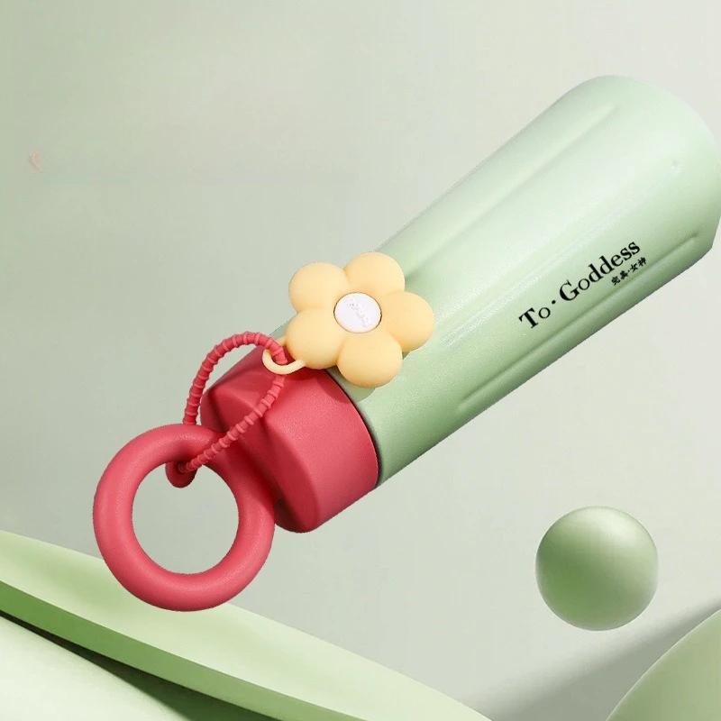 450ml 316 Stainless Steel Insulated Bottle Creative Petal Water Cup Cute and Portable Sports Handle Goddess Thermos Bottle