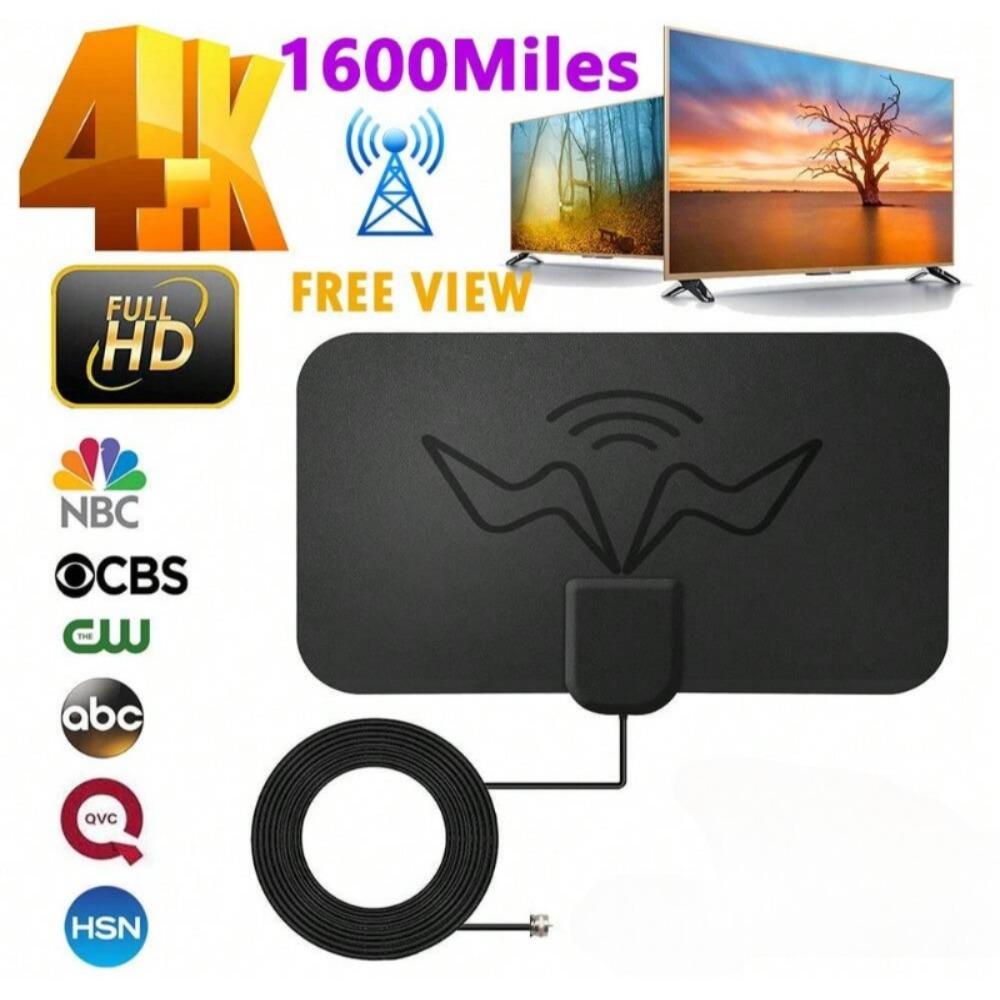 4K High Gain HD TV Antenna - EU Plug Booster Active Indoor Aerial with Signal Amplifier