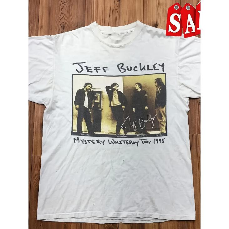Jeff Buckley 1994 Mystery White Album T-Shirt - Official Signature Song Lyrics & Band Print, Relaxed Fit Unisex Adult Tee, 100% Vintage Music Tour S белый