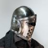 Mittelalterlicher Barbuta-Helm aus geschwärztem 18-Gauge-Stahl