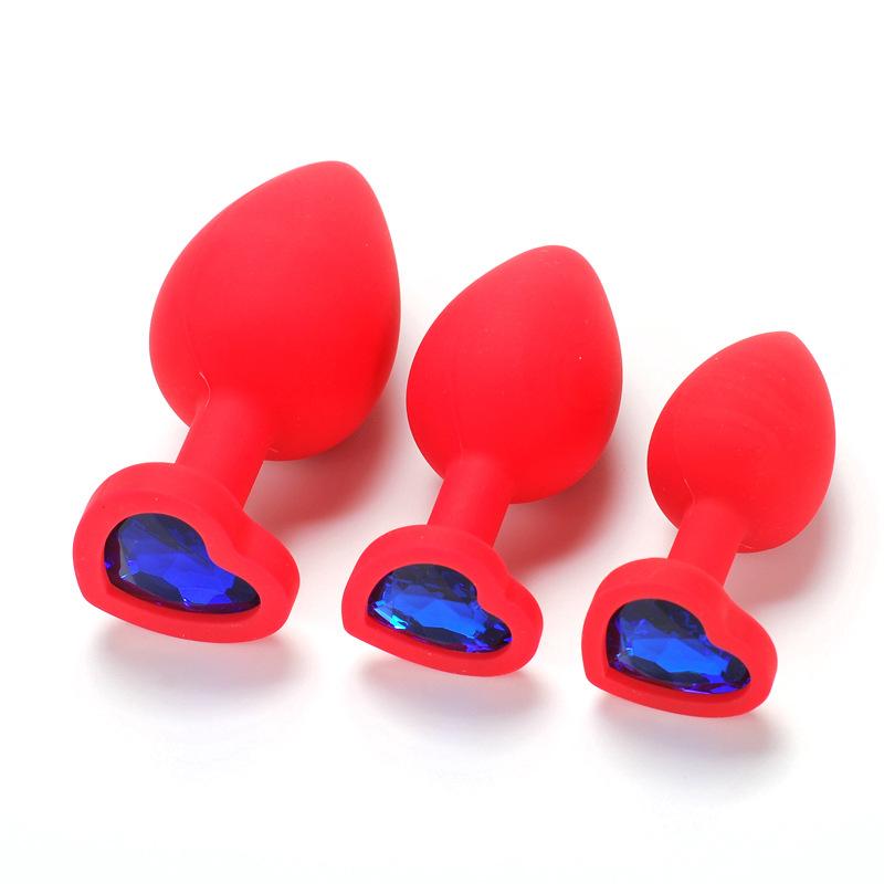3pcs a Lot Heart-shaped Silicone Anal Plug G-spot Court Butt Plug Sexual Health Adult Sex Adult Supplies Sex Toys for Woman