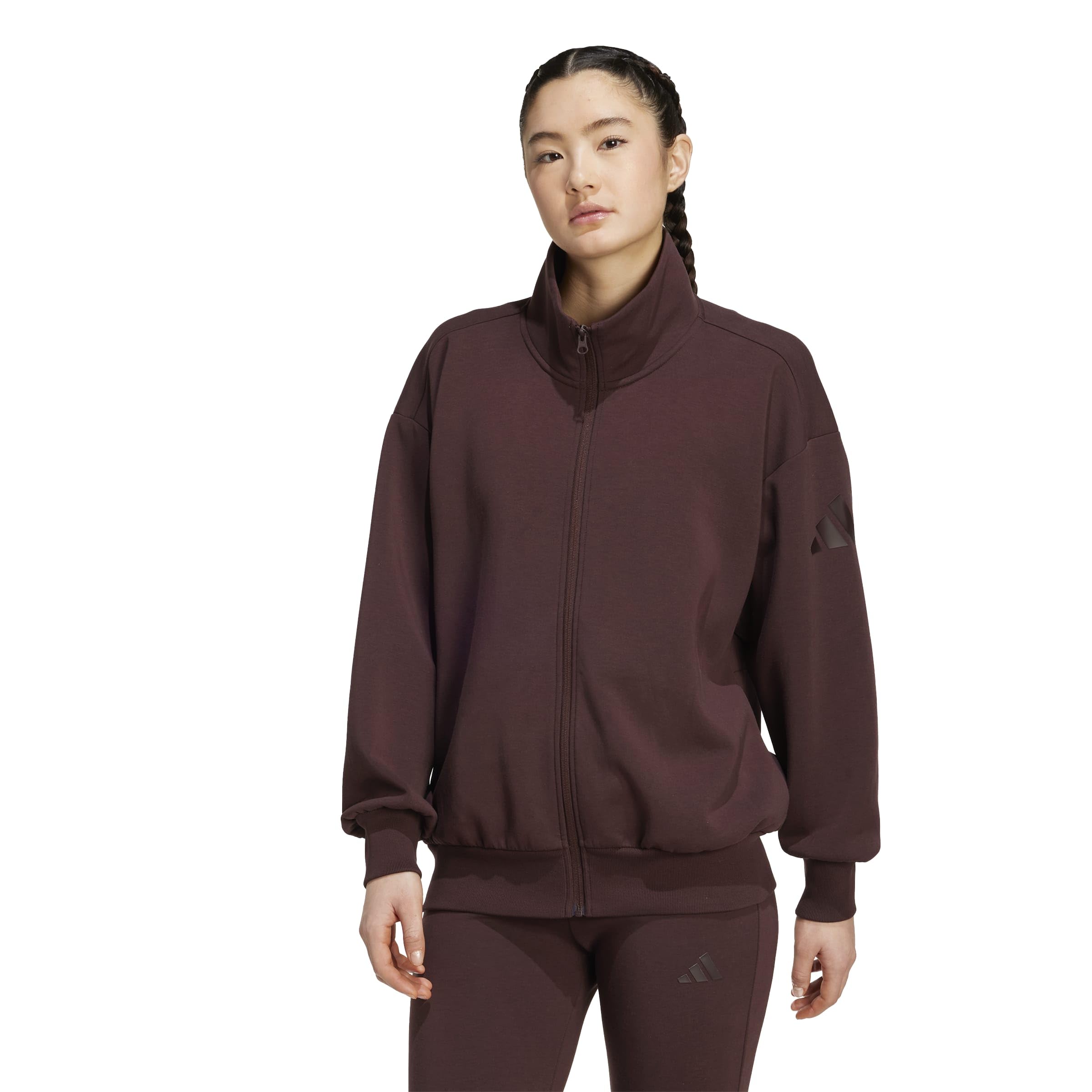 Adidas ASZN SOFTLUX FZ Shadow Brown Size L Top, Women s, KLI09, (JW7407),