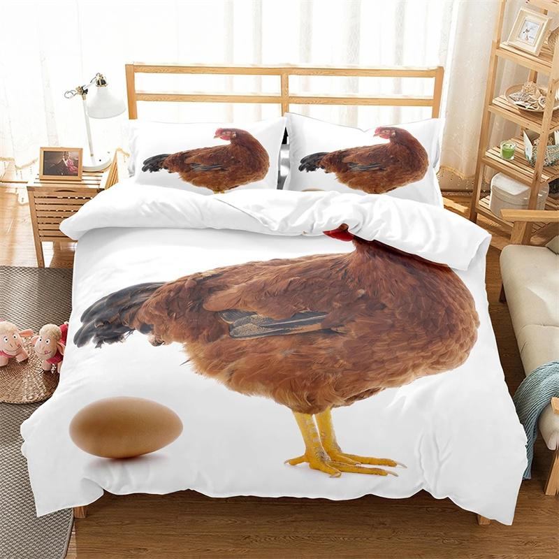 Farm Chicken King Queen Full Duvet Cover Hen Lovely Chick Bedding Set Family Animal Quilt Cover 2/3pcs Polyester Comforter Cover